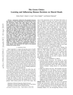 The Green Choice: Learning and Influencing Human Decisions on Shared
  Roads