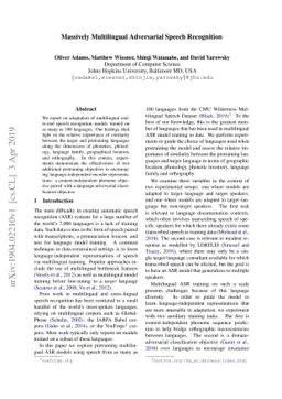 Massively Multilingual Adversarial Speech Recognition