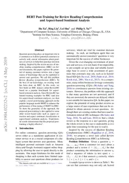 BERT Post-Training for Review Reading Comprehension and Aspect-based
  Sentiment Analysis