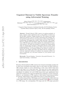 Unpaired Thermal to Visible Spectrum Transfer using Adversarial Training