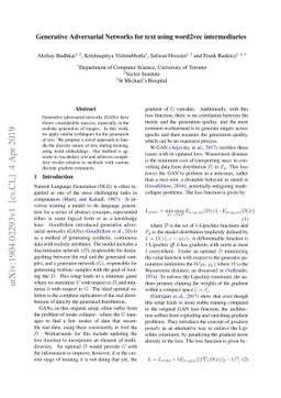 Generative Adversarial Networks for text using word2vec intermediaries