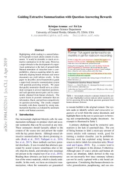 Guiding Extractive Summarization with Question-Answering Rewards