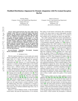 Modified Distribution Alignment for Domain Adaptation with Pre-trained
  Inception ResNet