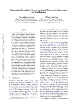 Riemannian Normalizing Flow on Variational Wasserstein Autoencoder for
  Text Modeling