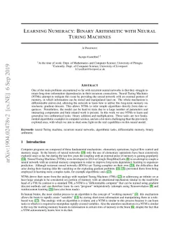 Learning Numeracy: Binary Arithmetic with Neural Turing Machines