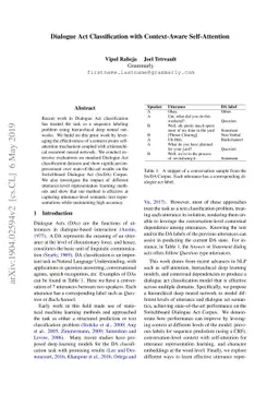 Dialogue Act Classification with Context-Aware Self-Attention