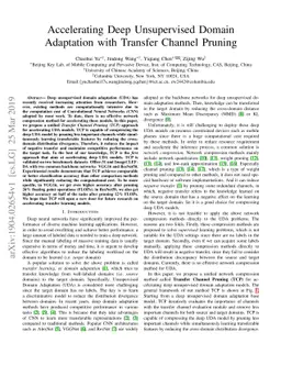 Accelerating Deep Unsupervised Domain Adaptation with Transfer Channel
  Pruning