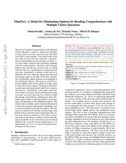 ElimiNet: A Model for Eliminating Options for Reading Comprehension with
  Multiple Choice Questions