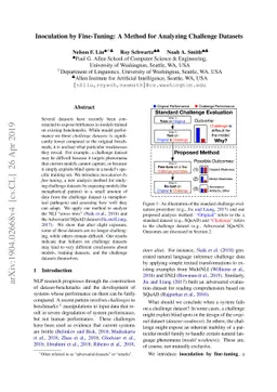 Inoculation by Fine-Tuning: A Method for Analyzing Challenge Datasets