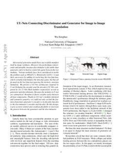 UU-Nets Connecting Discriminator and Generator for Image to Image
  Translation