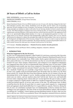 20 Years of DDoS: a Call to Action