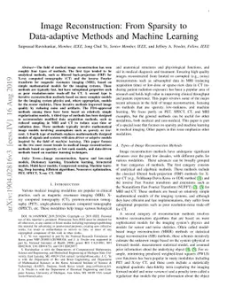 Image Reconstruction: From Sparsity to Data-adaptive Methods and Machine
  Learning
