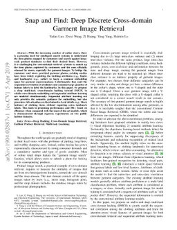 Snap and Find: Deep Discrete Cross-domain Garment Image Retrieval