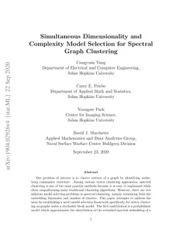 Simultaneous Dimensionality and Complexity Model Selection for Spectral
  Graph Clustering