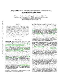 Weighted Automata Extraction from Recurrent Neural Networks via
  Regression on State Spaces