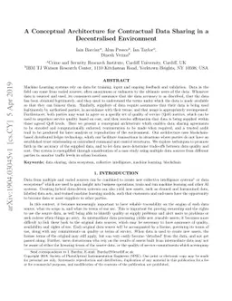 A Conceptual Architecture for Contractual Data Sharing in a
  Decentralised Environment