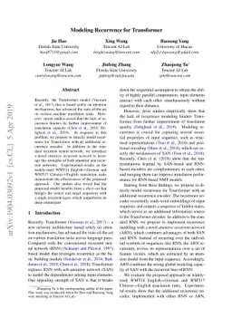 Modeling Recurrence for Transformer