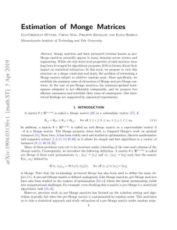 Estimation of Monge Matrices
