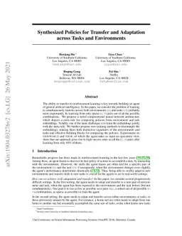 Synthesized Policies for Transfer and Adaptation across Tasks and
  Environments