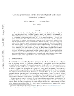 Convex optimization for the densest subgraph and densest submatrix
  problems