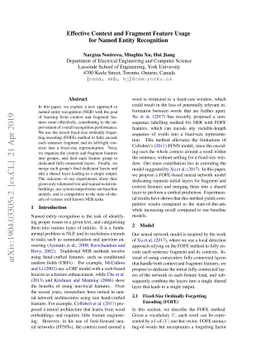 Effective Context and Fragment Feature Usage for Named Entity
  Recognition