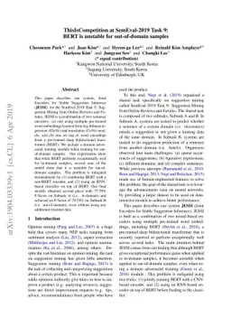 ThisIsCompetition at SemEval-2019 Task 9: BERT is unstable for
  out-of-domain samples