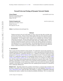Toward Universal Testing of Dynamic Network Models
