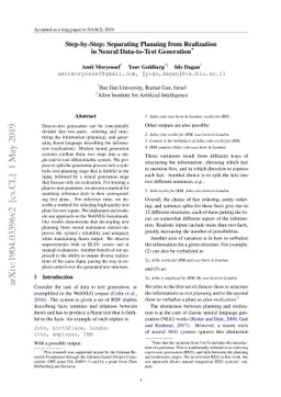 Step-by-Step: Separating Planning from Realization in Neural
  Data-to-Text Generation