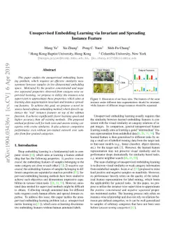 Unsupervised Embedding Learning via Invariant and Spreading Instance
  Feature