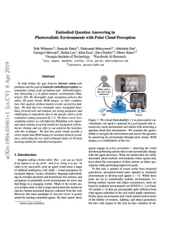 Embodied Question Answering in Photorealistic Environments with Point
  Cloud Perception