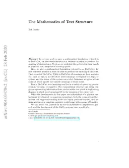 The Mathematics of Text Structure