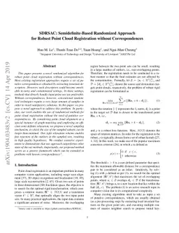 SDRSAC: Semidefinite-Based Randomized Approach for Robust Point Cloud
  Registration without Correspondences