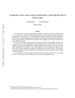 Competitive ratio versus regret minimization: achieving the best of both
  worlds