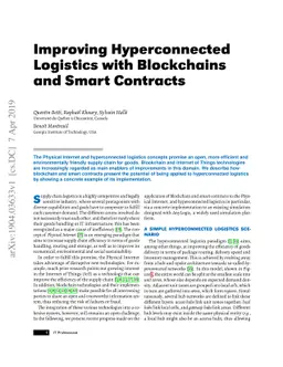 Improving Hyperconnected Logistics with Blockchains and Smart Contracts