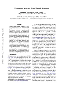 Unsupervised Recurrent Neural Network Grammars