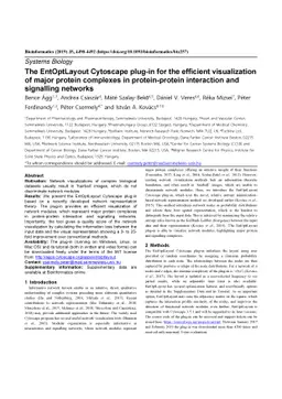 The EntOptLayout Cytoscape plug-in for the efficient visualization of
  major protein complexes in protein-protein interaction and signalling
  networks