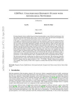 UDFNet: Unsupervised Disparity Fusion with Adversarial Networks
