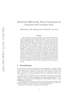 Distributed Differentially Private Computation of Functions with
  Correlated Noise