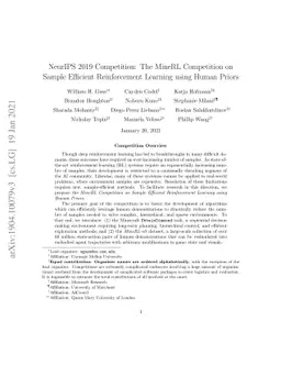 The MineRL 2019 Competition on Sample Efficient Reinforcement Learning
  using Human Priors