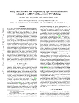 Replay attack detection with complementary high-resolution information
  using end-to-end DNN for the ASVspoof 2019 Challenge