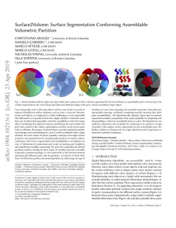 Surface2Volume: Surface Segmentation Conforming Assemblable Volumetric
  Partition
