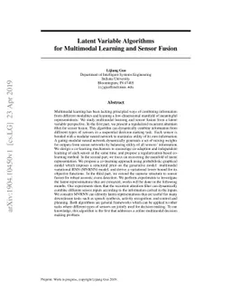 Latent Variable Algorithms for Multimodal Learning and Sensor Fusion