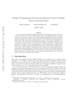 Integer Programming for Learning Directed Acyclic Graphs from Continuous
  Data