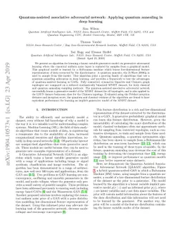Quantum-assisted associative adversarial network: Applying quantum
  annealing in deep learning
