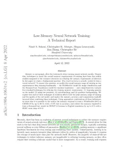 Low-Memory Neural Network Training: A Technical Report