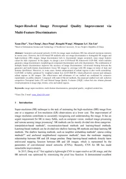 Super-Resolved Image Perceptual Quality Improvement via Multi-Feature
  Discriminators