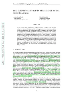 The Scientific Method in the Science of Machine Learning