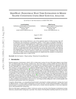 DeepWait: Pedestrian Wait Time Estimation in Mixed Traffic Conditions
  Using Deep Survival Analysis