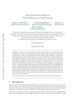 Deep Generative Models for Reject Inference in Credit Scoring