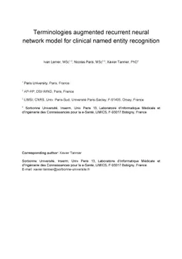 Terminologies augmented recurrent neural network model for clinical
  named entity recognition